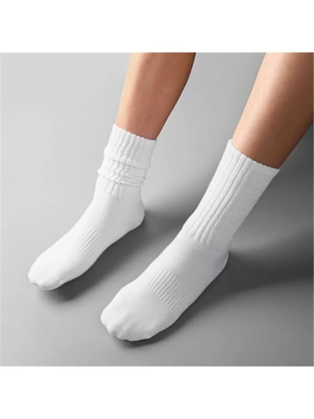 Womens Slouch Socks Cotton Crew Scrunch Retro Vintage Boot Sneaker Size 6-11